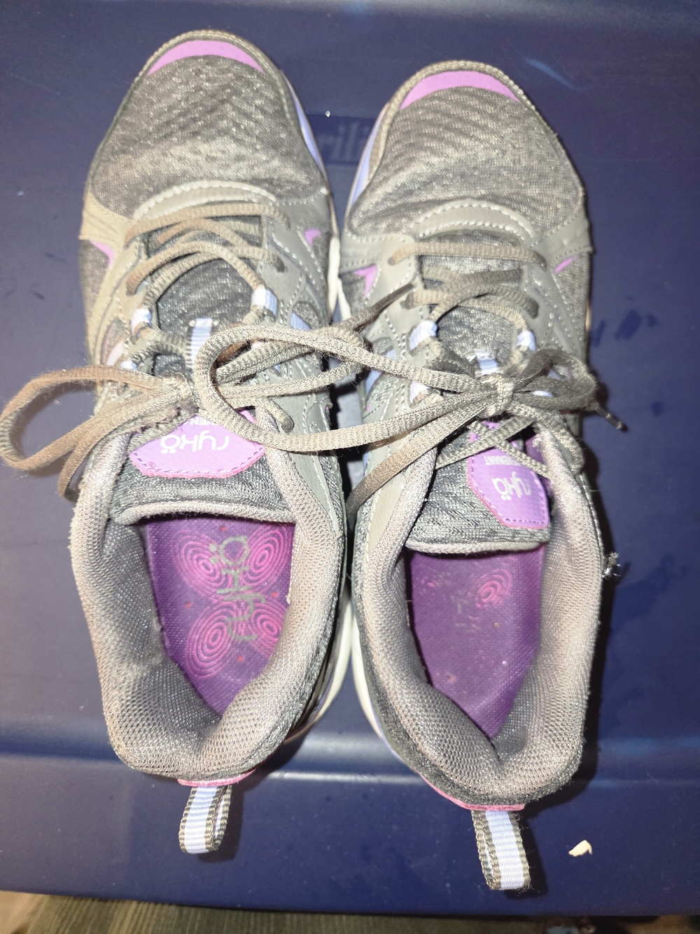 Ryka Gray Athletic Sneakers with Purple-Pink Accents